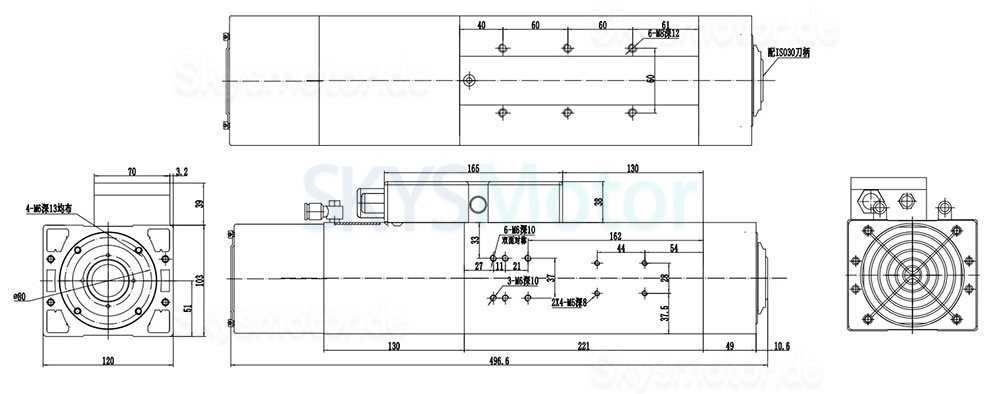 4,5 kW 220 V/380 V Luftgek&uuml;hlt ATC Chinaspindel Motor (Werkzeugwechselspindel) JGLF51-30-24Z/4.5 3,6Nm 24.000U/min ISO30